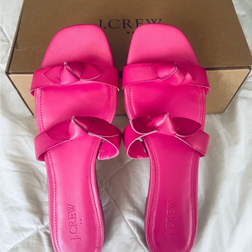 J Crew NEW Pink Double-Knotted Pink Bow Sandals 🕶️